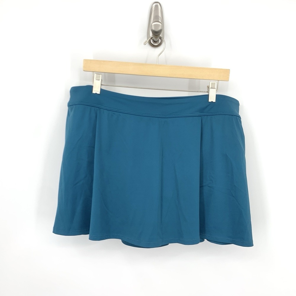 LL Bean Women Size‎ 18 Swim Skirt Swimwear Bathing Suit Bottom Teal Blue Liner